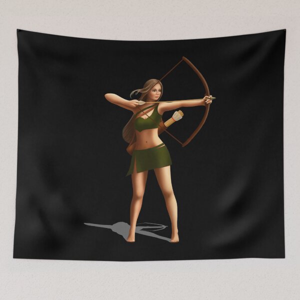 Item preview, drawn girl archer aims to the right holding a bow and arrow designed and sold by BeverlyLegros.