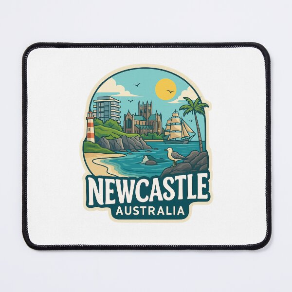 Item preview, Newcastle Coastline with Nobbys Lighthouse and Christ Church Cathedral designed and sold by Places On Earth.