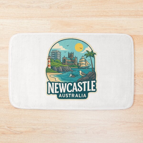 Item preview, Newcastle Coastline with Nobbys Lighthouse and Christ Church Cathedral designed and sold by Places On Earth.