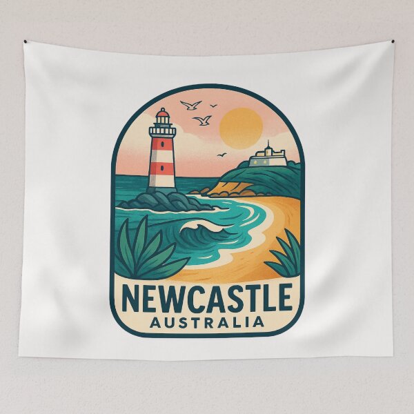 Item preview, Nobbys Lighthouse and Fort Scratchley in Newcastle NSW designed and sold by Places On Earth.