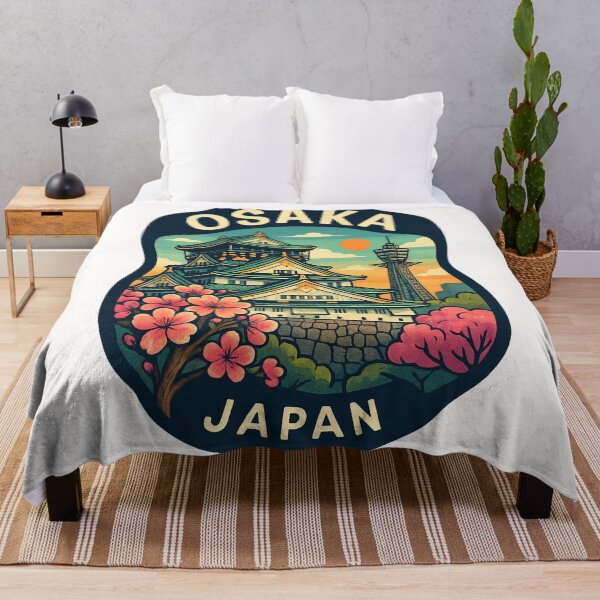 Item preview, Osaka Castle with Tsutenkaku Tower and Sakura Blossoms designed and sold by Places On Earth.