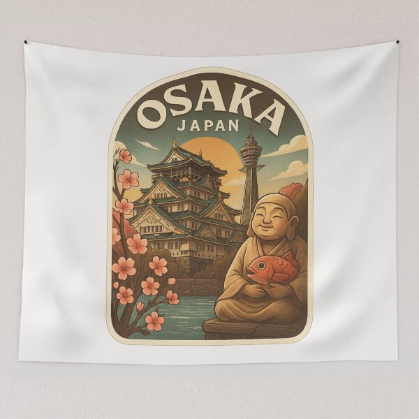 Item preview, Osaka Castle Park with Tsutenkaku and Ebisu Statue designed and sold by Places On Earth.