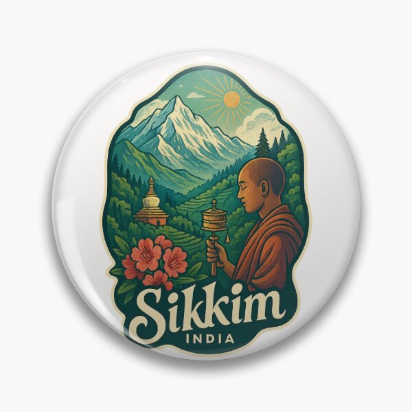 Item preview, Sikkim Himalayas with Buddhist Monk and Stupa designed and sold by Places On Earth.