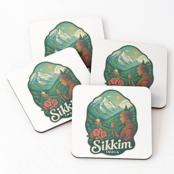 Item preview, Sikkim Himalayas with Buddhist Monk and Stupa designed and sold by Places On Earth.