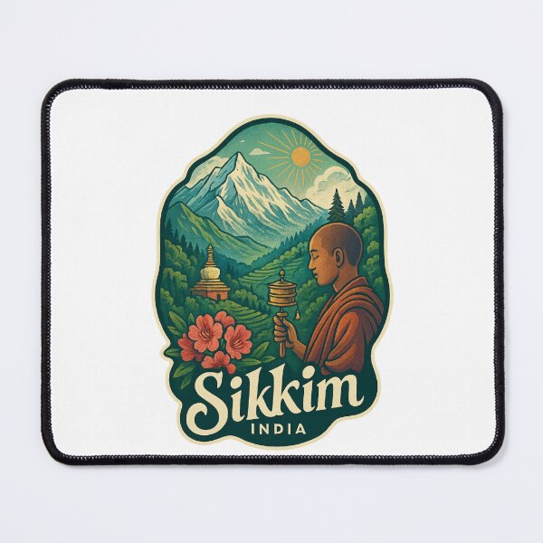 Item preview, Sikkim Himalayas with Buddhist Monk and Stupa designed and sold by Places On Earth.