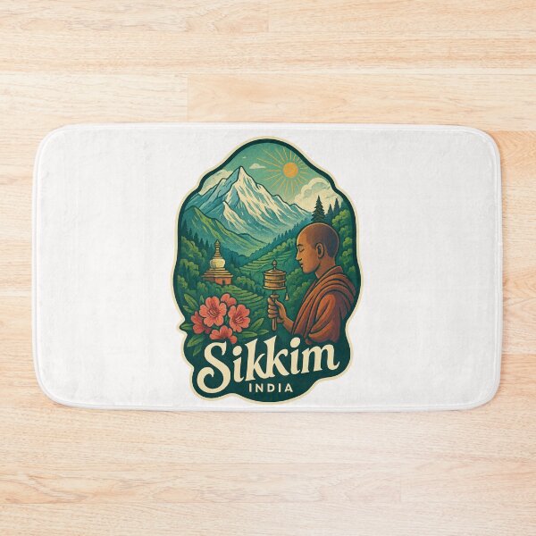 Item preview, Sikkim Himalayas with Buddhist Monk and Stupa designed and sold by Places On Earth.