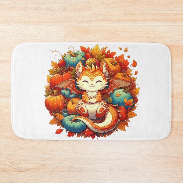Item preview, Kawaii Pumpkin Dragon Cat Autumn Harvest designed and sold by BigBlueArt.