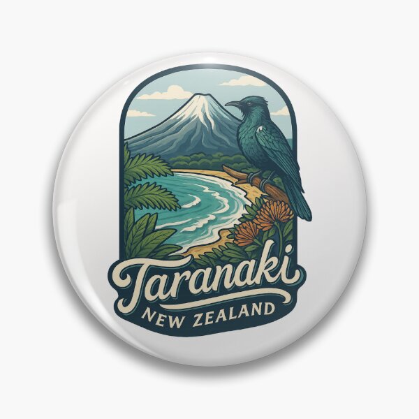 Item preview, Taranaki Coast with Mount Taranaki and Tui Bird designed and sold by Places On Earth.