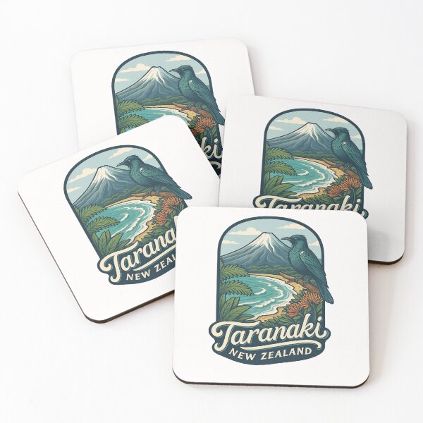 Item preview, Taranaki Coast with Mount Taranaki and Tui Bird designed and sold by Places On Earth.