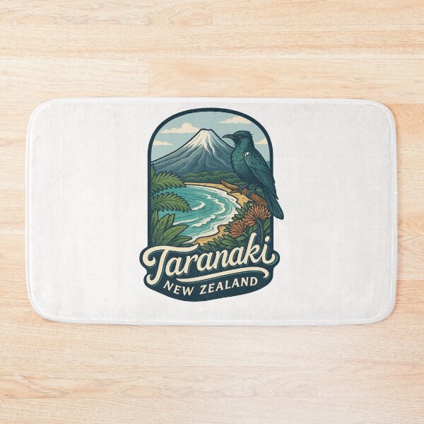 Item preview, Taranaki Coast with Mount Taranaki and Tui Bird designed and sold by Places On Earth.