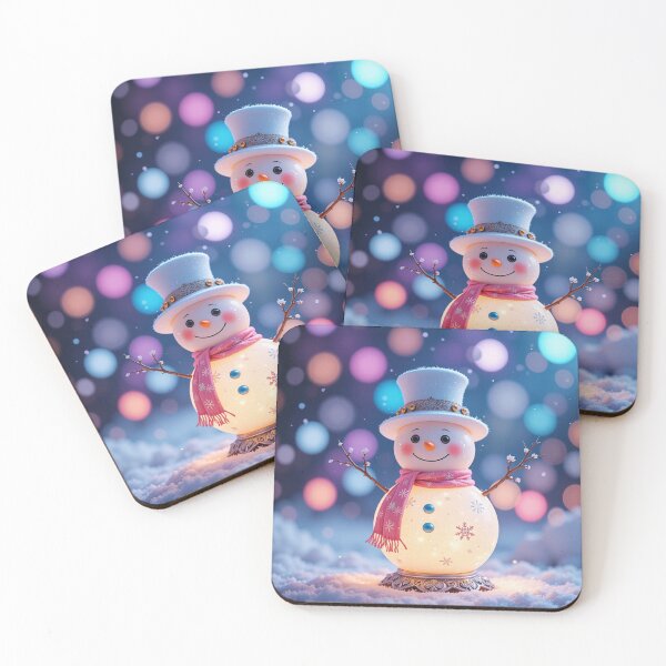 Item preview, Whimsical Glowing Snowman – Colorful Dreamy Winter Holiday Art designed and sold by PixelVibe782.