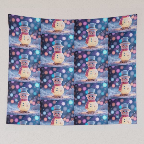Item preview, Whimsical Glowing Snowman – Colorful Dreamy Winter Holiday Art designed and sold by PixelVibe782.
