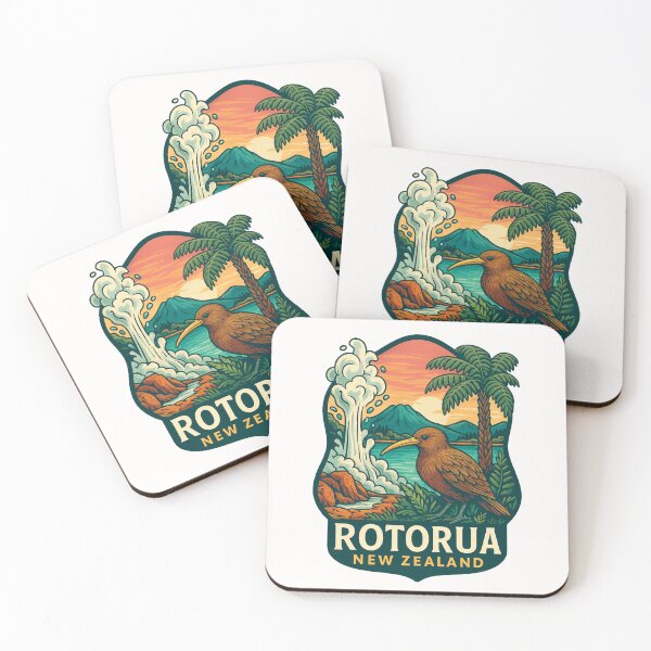 Item preview, Rotorua Geysers with Kiwi and Bay of Plenty Mountains designed and sold by Places On Earth.