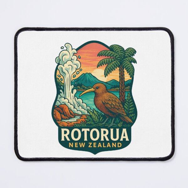 Item preview, Rotorua Geysers with Kiwi and Bay of Plenty Mountains designed and sold by Places On Earth.