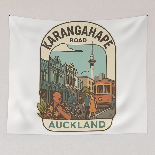 Item preview, Karangahape Road Streetscape with Sky Tower in Auckland designed and sold by Places On Earth.