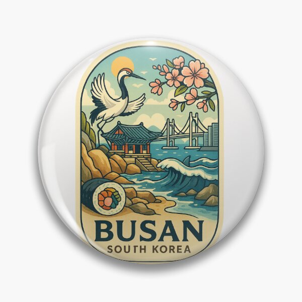 Item preview, Busan Coastal Temple with Gwangan Bridge and Cherry Blossoms designed and sold by Places On Earth.