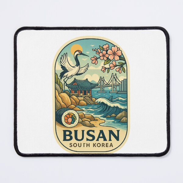 Item preview, Busan Coastal Temple with Gwangan Bridge and Cherry Blossoms designed and sold by Places On Earth.