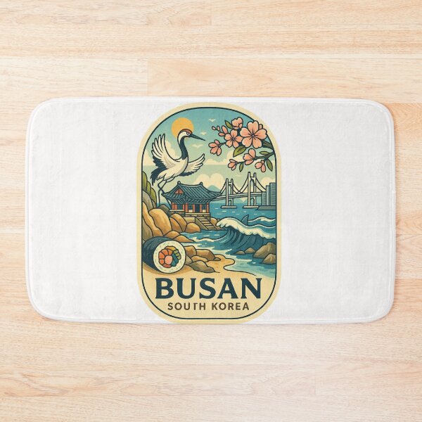 Item preview, Busan Coastal Temple with Gwangan Bridge and Cherry Blossoms designed and sold by Places On Earth.