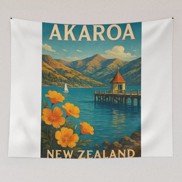 Item preview, Akaroa Wharf with Banks Peninsula Mountains and Harbour designed and sold by Places On Earth.