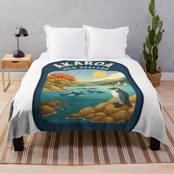 Item preview, Akaroa Harbour with Hector’s Dolphins and Banks Peninsula Hills designed and sold by Places On Earth.