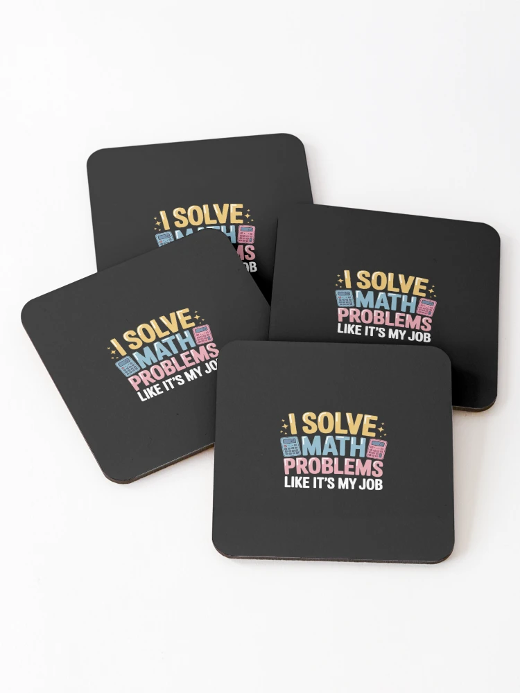 Thumbnail 1 of 5, Coasters (Set of 4), Math Teacher Solving Math Problems Elementary Math Teachers designed and sold by LittleDame.