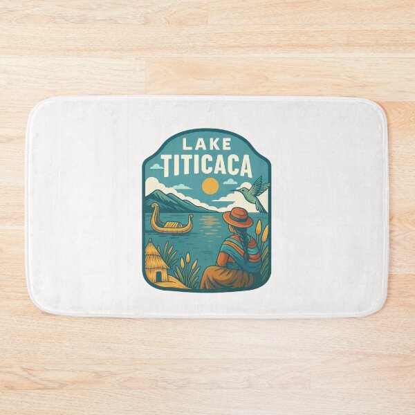 Item preview, Lake Titicaca Andes View with Totora Boat and Altiplano Village designed and sold by Places On Earth.