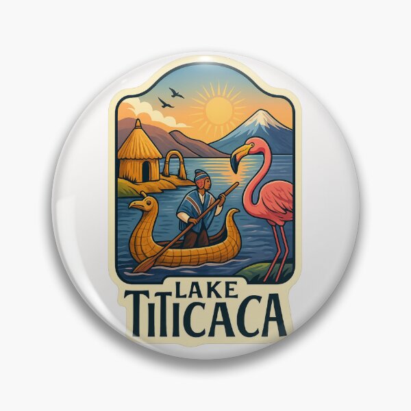 Item preview, Lake Titicaca Shores with Flamingo and Totora Canoe designed and sold by Places On Earth.