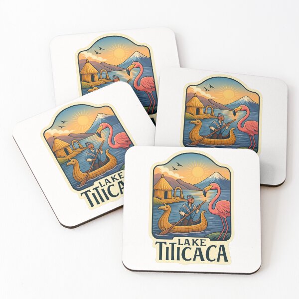 Item preview, Lake Titicaca Shores with Flamingo and Totora Canoe designed and sold by Places On Earth.