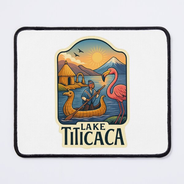 Item preview, Lake Titicaca Shores with Flamingo and Totora Canoe designed and sold by Places On Earth.