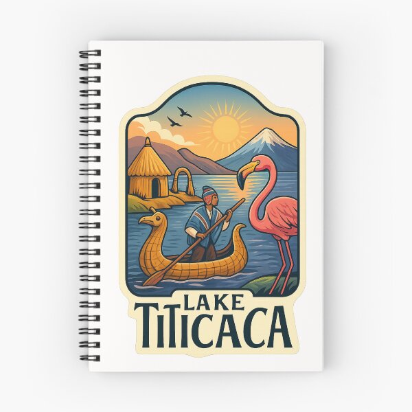 Item preview, Lake Titicaca Shores with Flamingo and Totora Canoe designed and sold by Places On Earth.