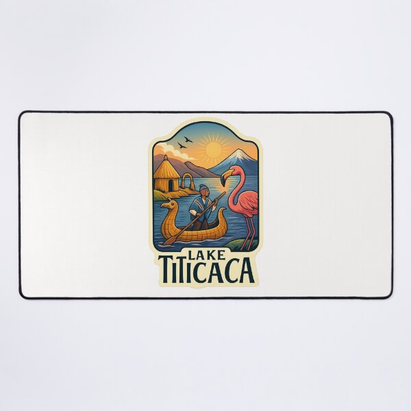 Item preview, Lake Titicaca Shores with Flamingo and Totora Canoe designed and sold by Places On Earth.