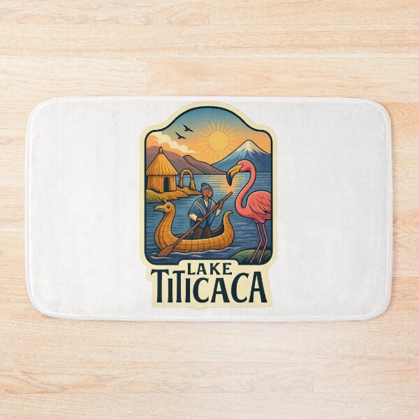 Item preview, Lake Titicaca Shores with Flamingo and Totora Canoe designed and sold by Places On Earth.