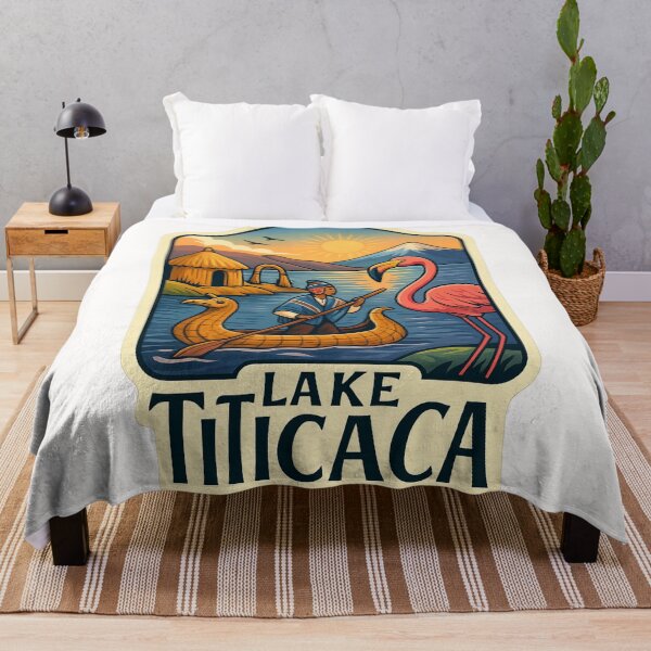 Item preview, Lake Titicaca Shores with Flamingo and Totora Canoe designed and sold by Places On Earth.