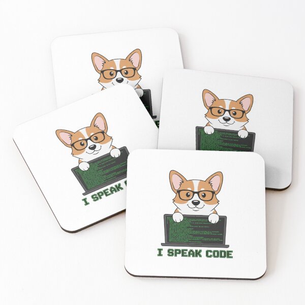 Item preview, Cute Coder Dog - I Speak Code Programmer Sticker designed and sold by GeniePixel.