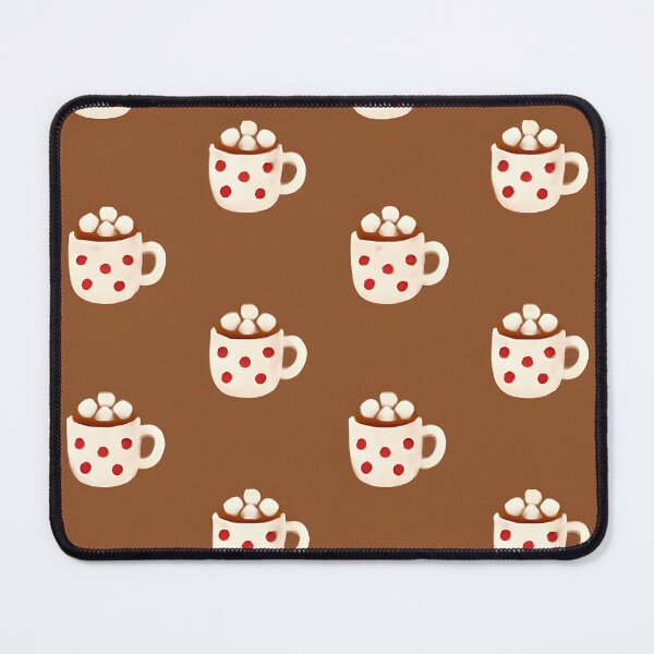 Item preview, Hot Chocolate Mugs with Marshmallows on Brown Christmas Background designed and sold by SassyArtistry.