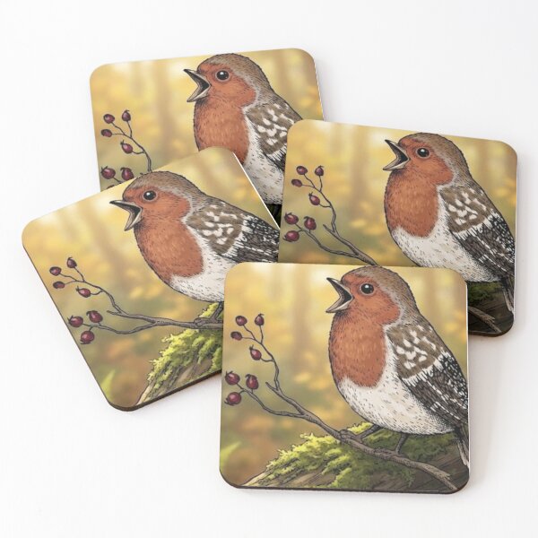 Item preview, Hand Drawn Robin Bird Winter Berry Branch Nature Art designed and sold by anandsiva2703.