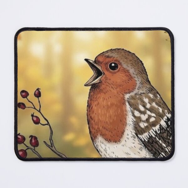 Item preview, Hand Drawn Robin Bird Winter Berry Branch Nature Art designed and sold by anandsiva2703.