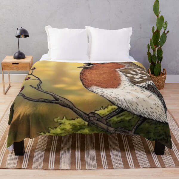 Item preview, Hand Drawn Robin Bird Winter Berry Branch Nature Art designed and sold by anandsiva2703.