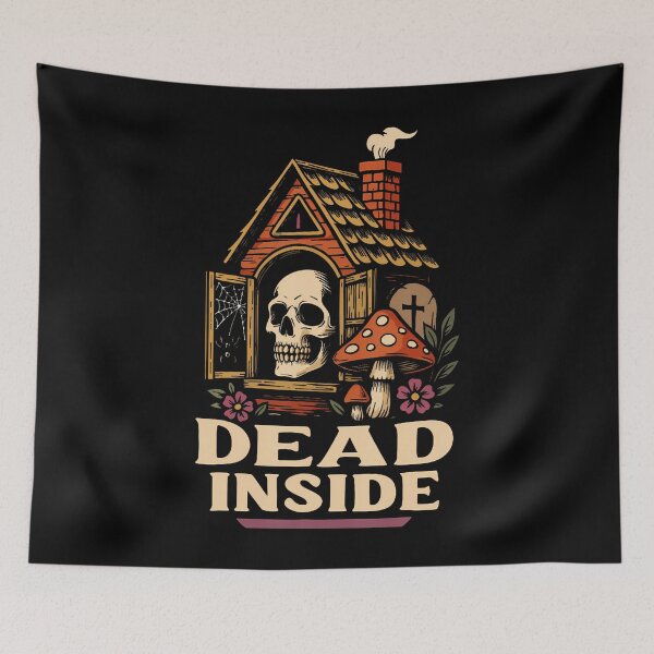 Item preview, Dead Inside Gothic Cottagecore Skull Mushroom Cabin designed and sold by BrandyMegan.