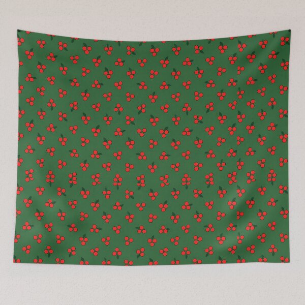 Item preview, Red Holly Berries on Green Christmas Background designed and sold by SassyArtistry.