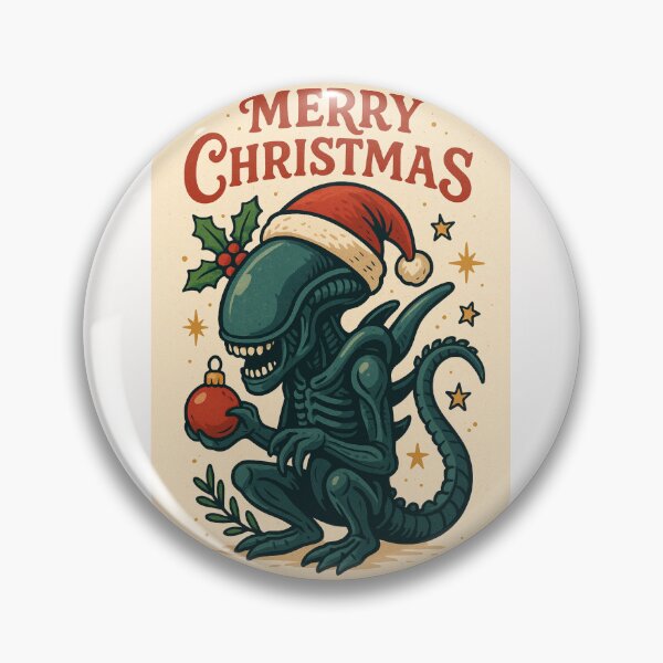 Item preview, Festive Space Xenomorph with Santa Hat and Christmas Bauble designed and sold by Places On Earth.