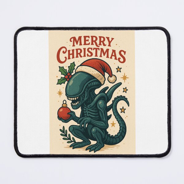 Item preview, Festive Space Xenomorph with Santa Hat and Christmas Bauble designed and sold by Places On Earth.