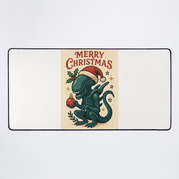 Item preview, Festive Space Xenomorph with Santa Hat and Christmas Bauble designed and sold by Places On Earth.