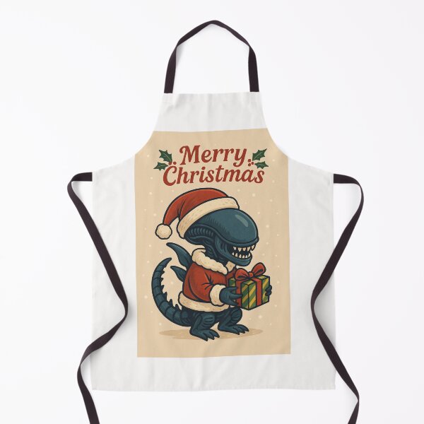 Item preview, Santa-Clad Xenomorph Creature with Christmas Gift designed and sold by Places On Earth.