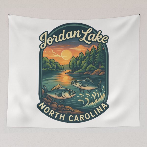 Item preview, Jordan Lake Evening Waters with Bass and Triangle Region Forests designed and sold by Places On Earth.