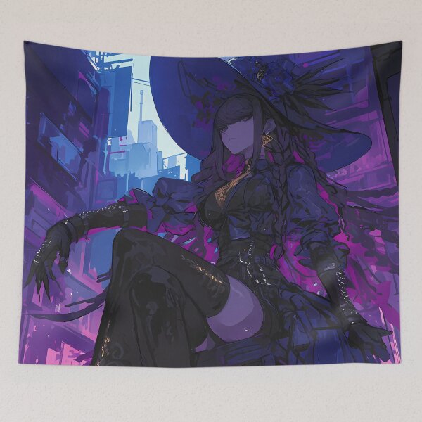 Item preview, Kyoko Kirigiri Purple Neon Danganronpa Anime Girl Dark Elegant City designed and sold by HumbertoValveno.