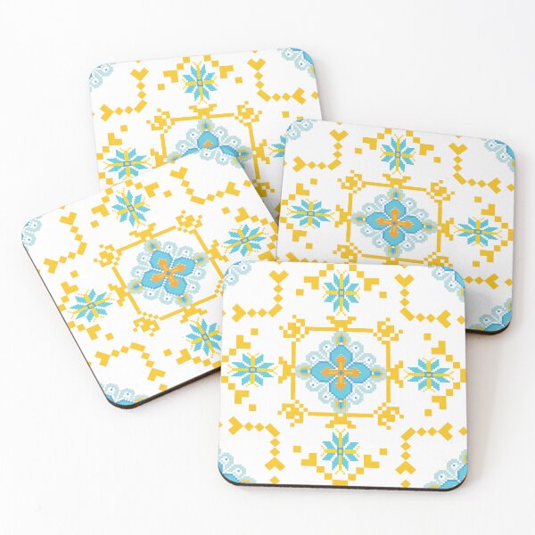 Item preview, Pixel art blue flower and gold heart designed and sold by ChaReePat.
