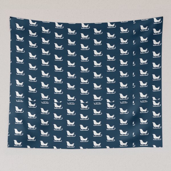 Item preview, White Christmas Sleighs on Navy Background designed and sold by SassyArtistry.