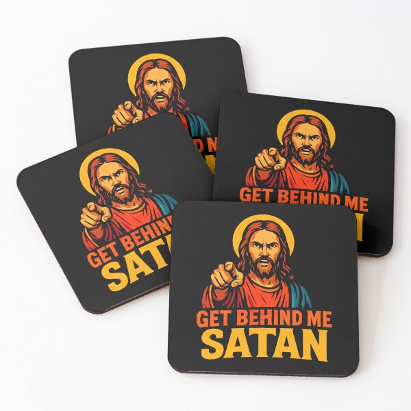 Item preview, Get Behind Me Satan meme Jesus Christ Bible Quote designed and sold by plushism.