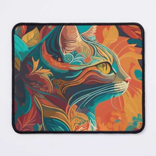 Item preview, Floral Cat with Byzantine Patterns designed and sold by mythographiaart.